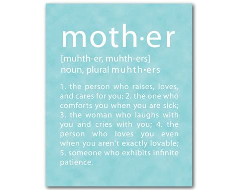 Mothers Day Wall Art Mother Definition Word Art Print Etsy