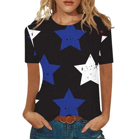 Pvkarhg American Flag Stars Stripe T Shirts For Womens 4th Of July