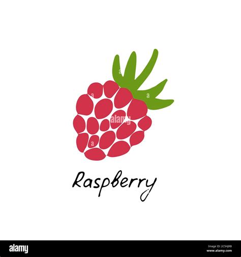 Hand Drawn Raspberry Logo Berry Icon And Raspberry Inscription Vector