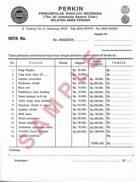 Contoh Nota Kontan Invoice Penjualan Kosong Cetak Tulis Konter Folio