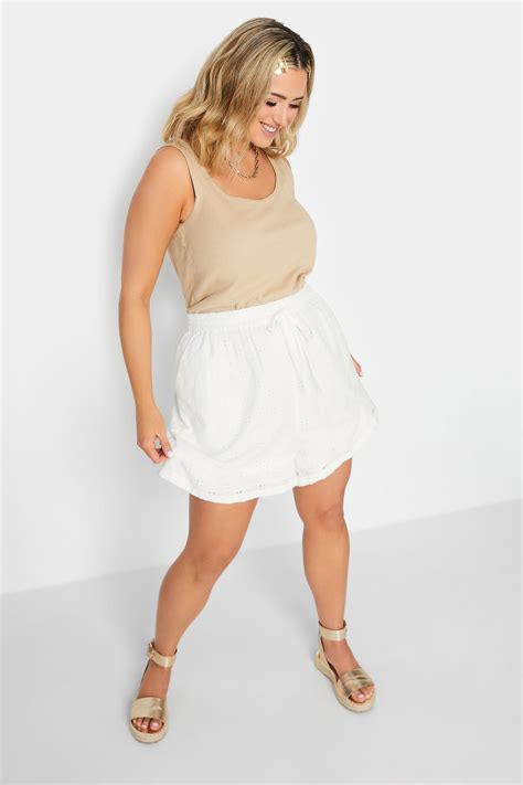 Limited Collection Plus Size White Broderie Anglaise Shorts Yours