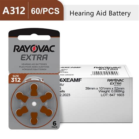 Батарея для слуховых аппаратов A312 312A 312 P312 PR48 RAYOVAC EXTRA ...