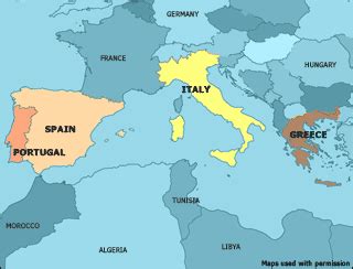 travel guide: Map of Southern Europe Pictures