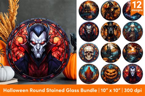 Halloween Round Stained Glass Bundle Graphic By Thedigitalstore