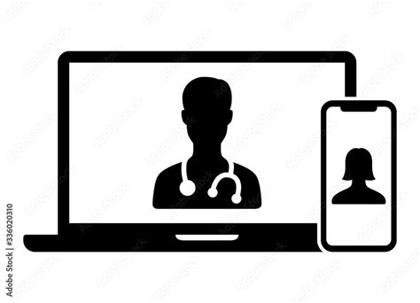 Vettoriale Stock Telemedicine Or Telehealth Virtual Visit Video Visit