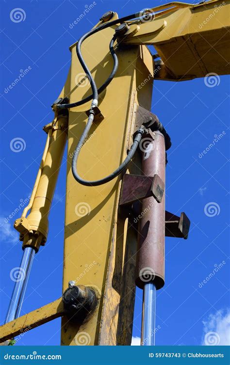 Hydraulic Cylinder On Excavator Arm Stock Image Image Of Loader