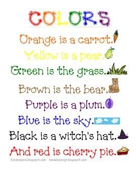 Colors Poem by Kinderpond | Teachers Pay Teachers