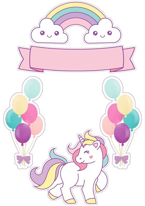 Topo de bolo unicórnio topper unicórnio Printable unicorn birthday