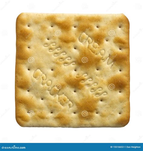 Single Cream Cracker Biscuit On White Background Stock Image Image Of