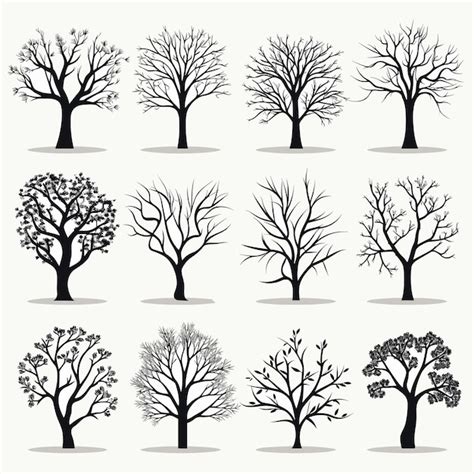 Premium Vector Set Minimalist Vector Illustration Of Tree