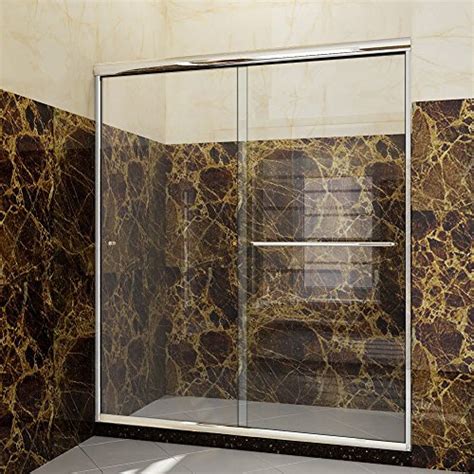 Sunny Shower Double Sliding Shower Door Semi Frameless Shower Enclosure