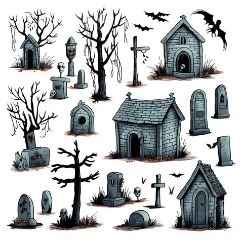 Vector Set Of Various Tombstones Stone Marble Tombstones Memory Of The