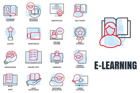 Set Of E Learning Online Education Icon Logo Vector Illustration