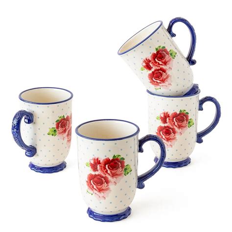 The Pioneer Woman Heritage Floral 4 Piece Mug Set 18 Fl Oz Ebay