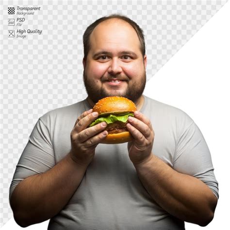 Premium Psd Man Holding A Big Hamburger On A Transparent Background