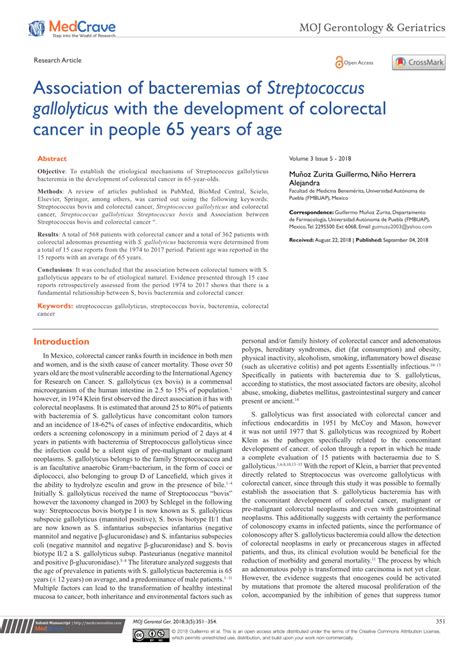 Pdf Association Of Bacteremias Of Streptococcus Gallolyticus With The