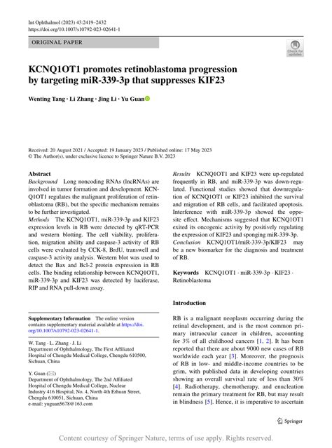 Kcnq Ot Promotes Retinoblastoma Progression By Targeting Mir P