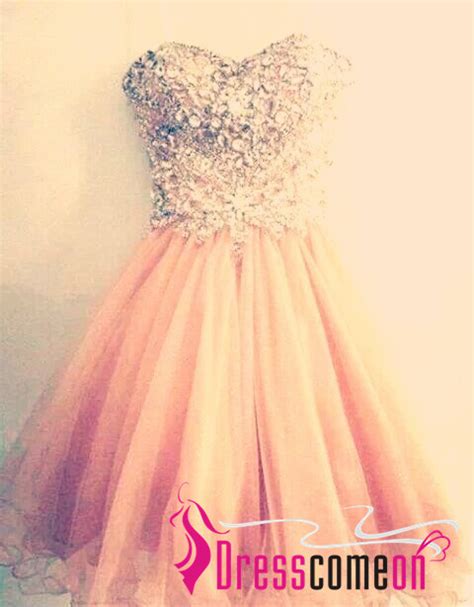 Blush Pink Short Prom Gown Lovely Ball Gown Beaded Tight Bodice