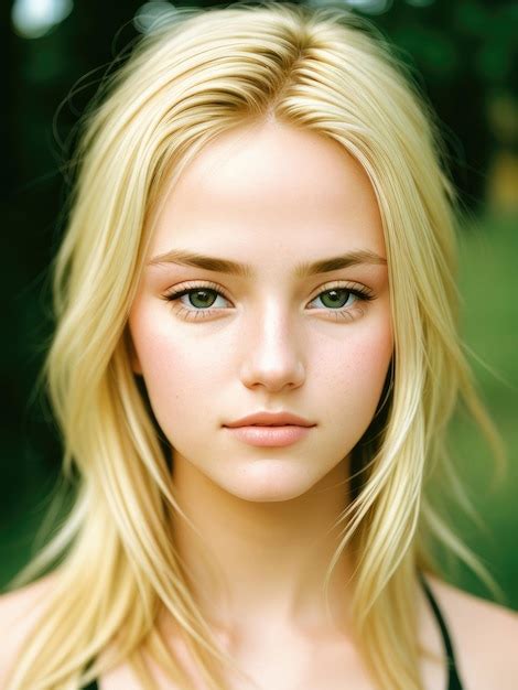 Premium AI Image A Girl With Blonde Hair And A Green Eyes