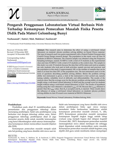 PDF Pengaruh Penggunaan Laboratorium Virtual Berbasis Web Terhadap