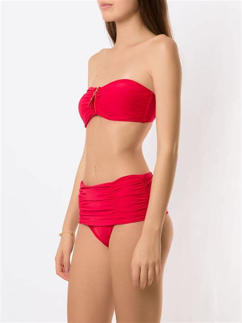 Brigitte Leaf Detail Bikini Set Red Farfetch