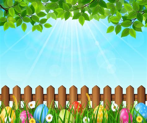 Premium Vector Easter Background With Colorful Eggs In The Grass