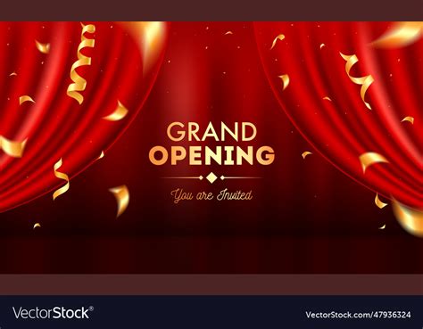 Realistic grand opening invitation with red Vector Image