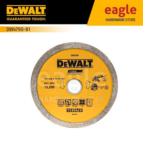 Dewalt DW4790 B1 105 X 16 20mm Diamond Wheel Continuous Rim DW4790