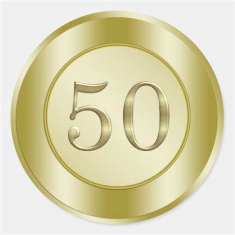 Golden 50th Anniversary Classic Round Sticker Zazzle