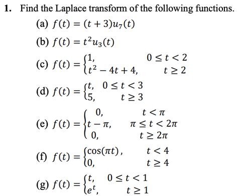 Solved Find The Laplace Transform Of The Following Chegg