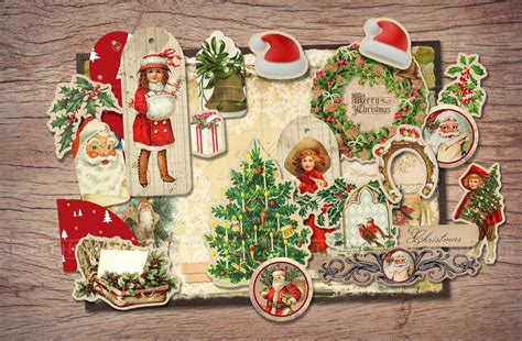 Christmas Junk Journal Kit Printable  Pages With Ephemera Etsy