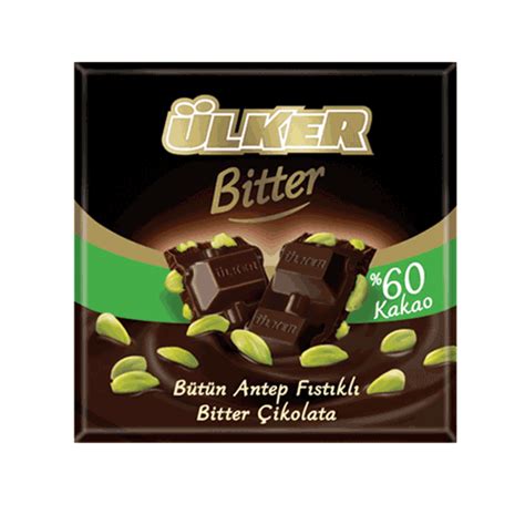 Ülker Antep Fıstıklı Bitter Çikolata Kare 65 Gr