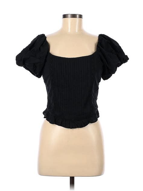 Loveshackfancy 100 Cotton Black Short Sleeve Blouse Size 6 89 Off