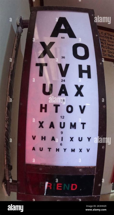 Eye test board on a wall Stock Photo - Alamy