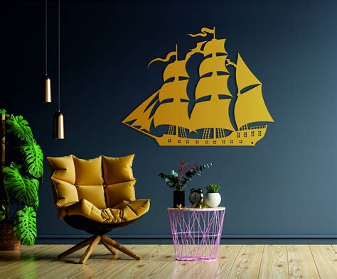 Metal Ship Wall Art Living Room Decor Metal Boat Wall Art Etsy