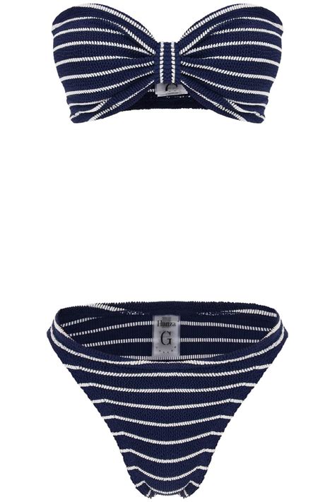 Hunza G Jean Bikini Set White Blue Editorialist