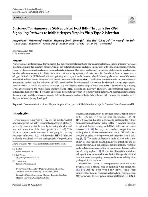 PDF Lactobacillus Rhamnosus GG Regulates Host IFN I Through The RIG I