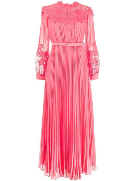 Self Portrait Lace Panel Maxi Dress Pink Farfetch