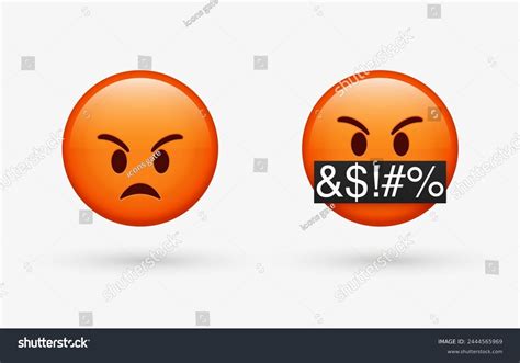 3d Red Angry Emoji Face Emoticon Stock Vector Royalty Free 2444565969
