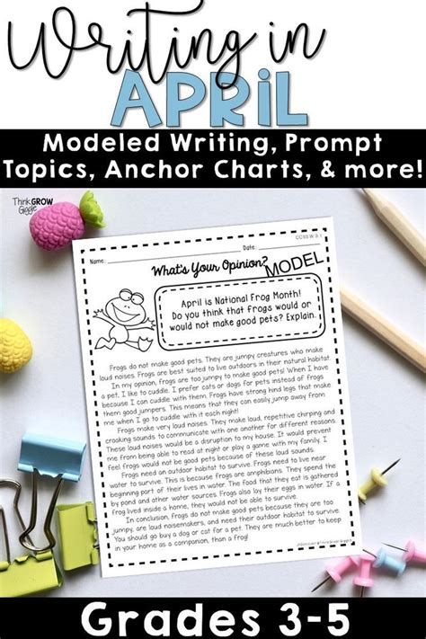 April Writing Prompts Activities Journal Topics Spring Writing 3rd 4th