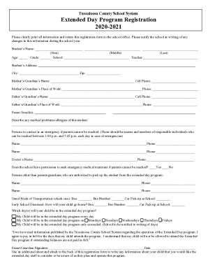 Fillable Online Extended Day Extended Day Registration Form Fax Email