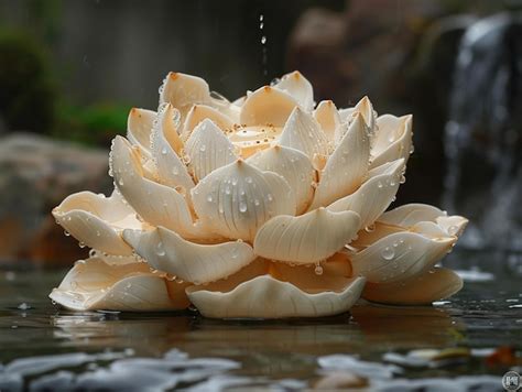 Premium Photo Buddhist Lotus Flower Sculpture Emerging From Water The