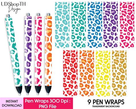 Rainbow Leopard Pen Wraps Leopard Pastel Pen Wrap Color Leopard Pen