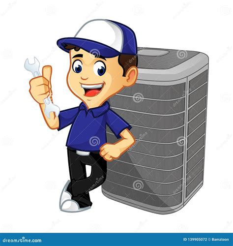 Hvac Cleaner Or Technician Hold Blank Sign Cartoon Vector ...