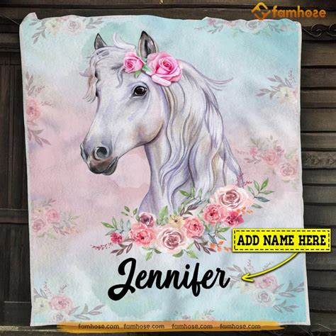 Personalized Horse Blanket, Cute Flower Horse, Horse Fleece Blanket - – Famhose