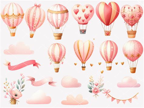 Pink Floral Hot Air Balloon Clipart Pink Floral Png Hot Air Clipart Hot Air Balloon