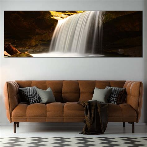 Calming Waterfall Canvas Wall Art, White Waterfall Nature Canvas Print ...