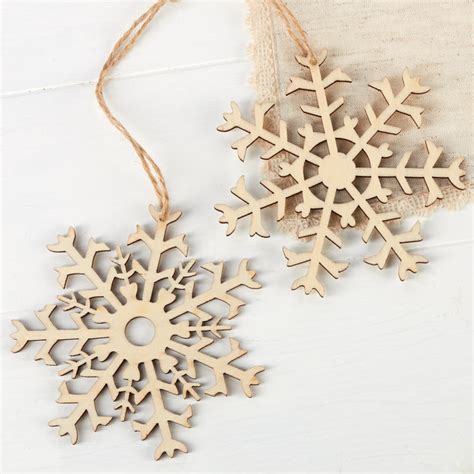 Unfinished Wood Snowflake Laser Cut Ornaments Christmas Ornaments