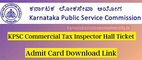 Kpsc Commercial Tax Inspector Hall Ticket Notification Exam Date