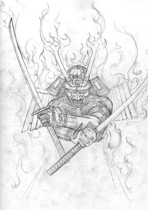 Samurai Mask Pencil Drawings